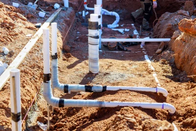 Certified backflow assembly with test tag attached in commercial facility